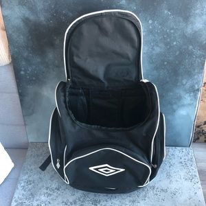 Umbro sports backpack with separate pocket for shoes and phone.